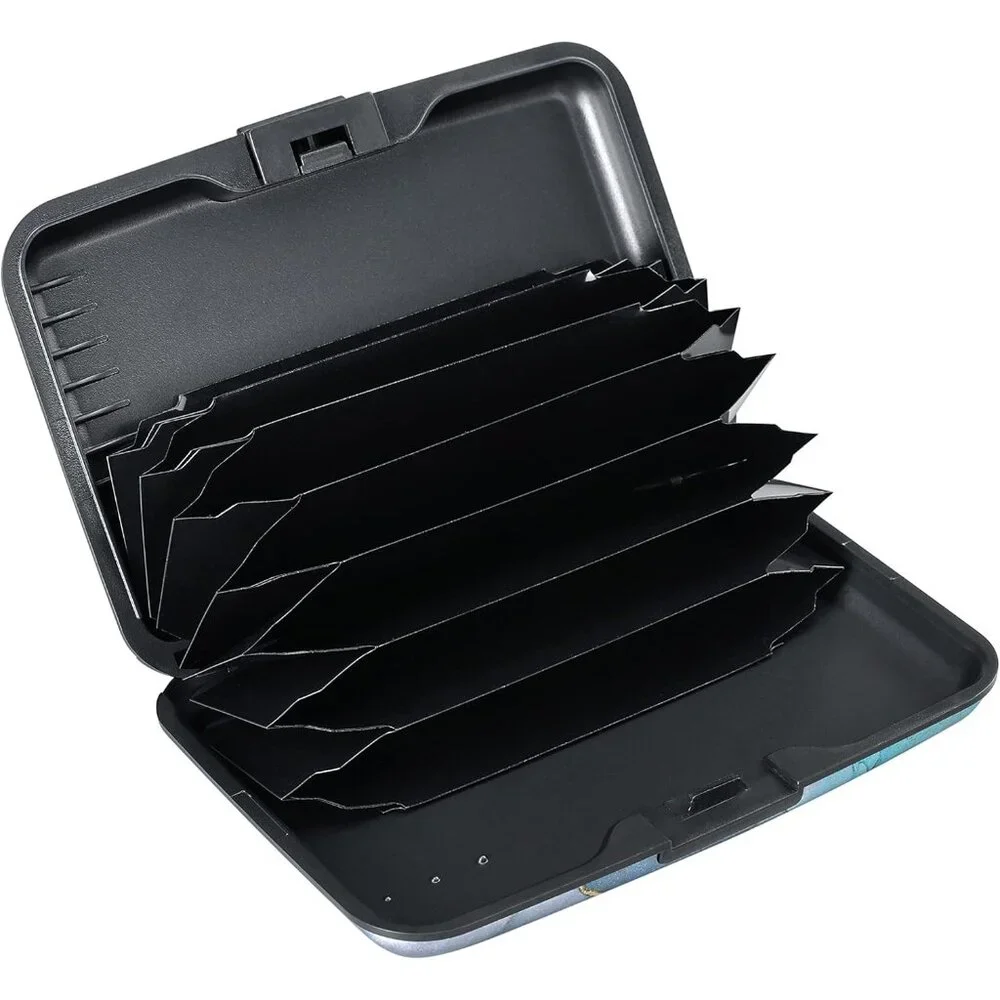 Wallet Credit Cards Holder Blue Purple Marble - Picture 2 of 7